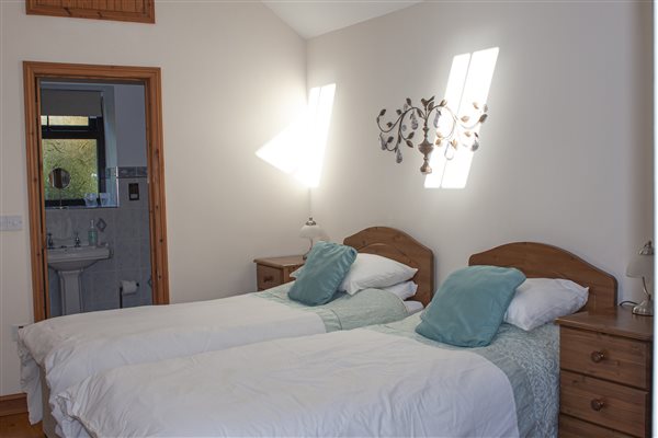 Twin beds in the Tamar room at Forda Farm B&B, close to Holsworthy and Bude, EX22 7BS.
